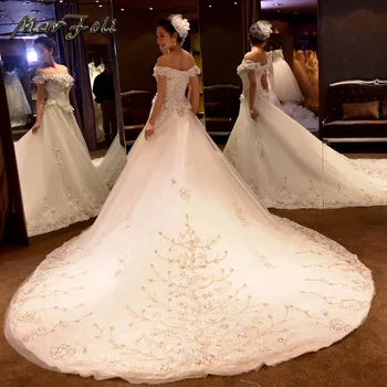 

Marfoli Luxury High-end Wedding Dresses 2018 With Beads and Lace A-Line Custom Size Bridal Gown Vestidos De Noiva WD14137
