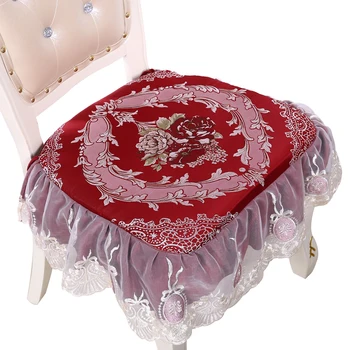 

Hot Sale Europe Style lace Chair Cushions Thicken Home Decoration Cushion 12 Colors Supe Soft Seat Cushion Can Be Fixed On Chair