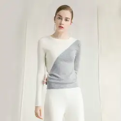 Свитера Мода 2018 Для женщин осень-зима новый темперамент мягкий контраст Цвет с длинными рукавами пуловер с круглым вырезом свитер Для