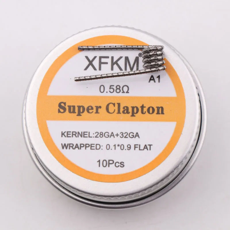 XFKM 10 шт. готовые катушки наполовину шахматный плавленый Clapton катушки 0.27ohm 32GA нагревательный провод для RDA RBA DIY Атомайзер