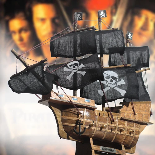 Модель корабля «Пираты Карибского моря» с черной жемчужиной, модель декоративного парохода, одноцветная деревянная лодка ручной работы, детский подарок - Цвет: 33cm big black