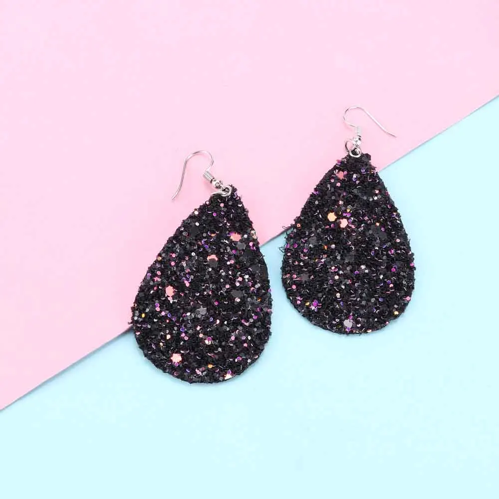 Glitter leather earrings Clearance