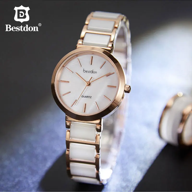 Bestdon Роскошные сапфировые женские часы с керамическим ремешком чехол из нержавеющей стали Кварцевые женские наручные часы швейцарский бренд
