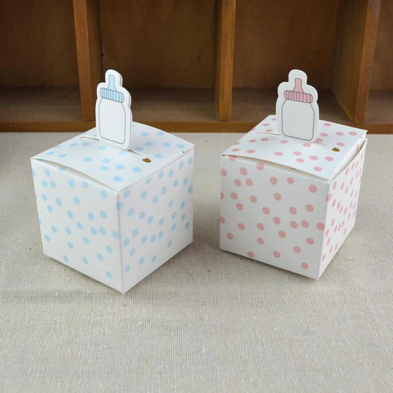 50pcs-Set-Baby-Feedding-Bottle-Baby-Candy-Box-Blue-Pink-Dot-Birthday-Party-Baby-Shower-Decorations