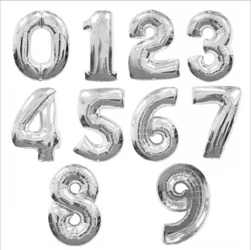 16 32 inch Number balloons Baby Shower Helium Foil ballon Gold Silver Pink Red Blue Digit Globos Birthday Party Wedding balloon