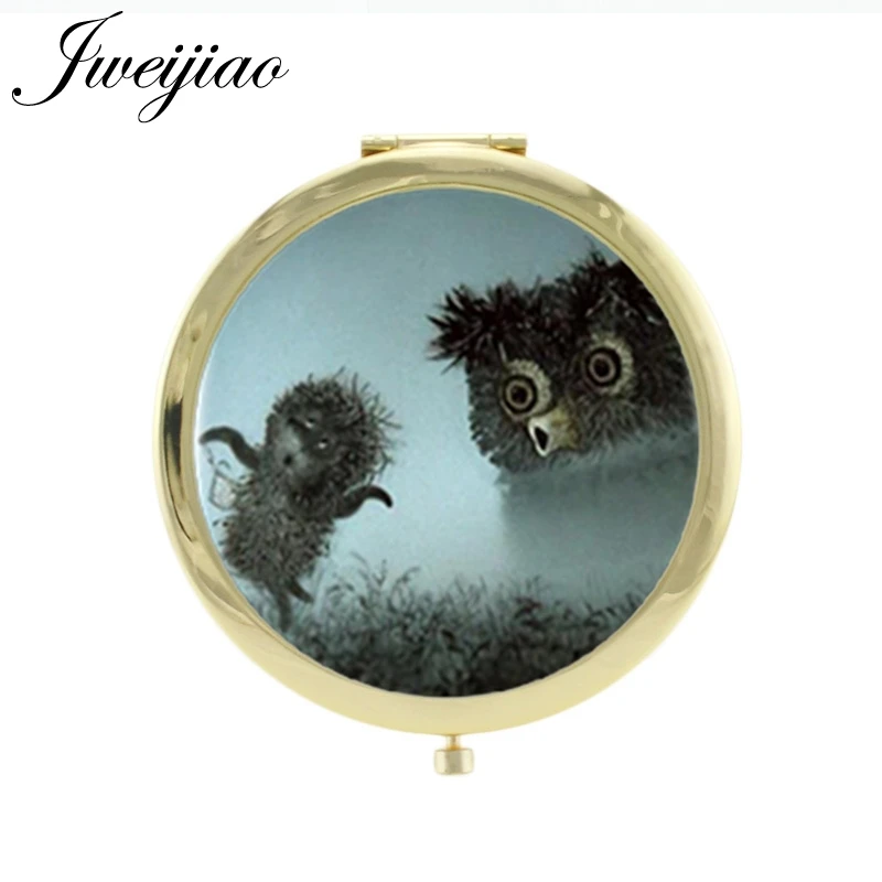 JWEIJIAO Ежик espejo de maquillaje позолоченный металлический макияж зеркало стекло кабошон кошелек зеркало H222
