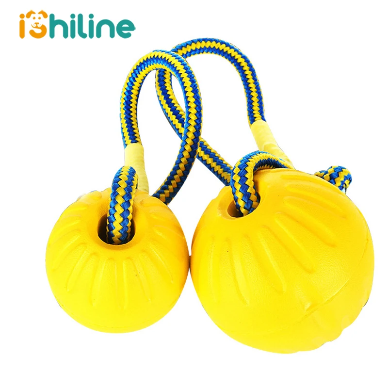 

Teeth Indestructible Bite Rubber Puppy Funny Training Ball Chew Toys Play Fetch Solid With Carrier Rope Pet Dog