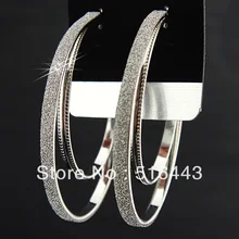 12 пар Модные посеребренные матовые двойные женские мужские серьги-кольца бижутерия оптом A-684