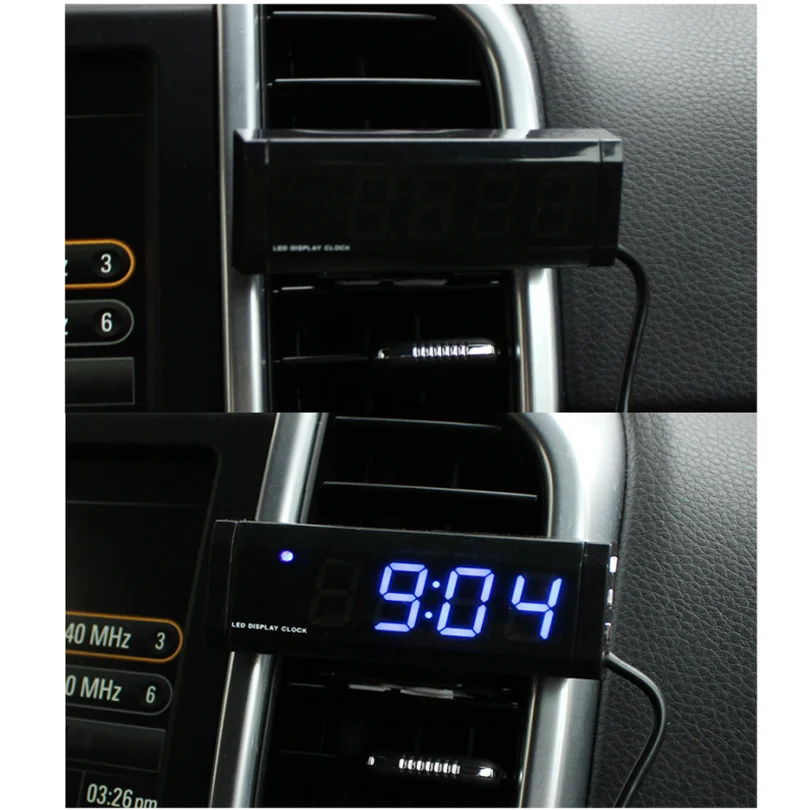 CARGOOL Car Dashboard Clock Air Vent Clock Auto Mini Vehicle Clock with Blue LED Backlight Adhesive Tape Black CARGOOL Car Dashboard Clock Air Vent Clock Auto Mini Vehicle Clock with Blue LED Backlight Adhesive Tape Black