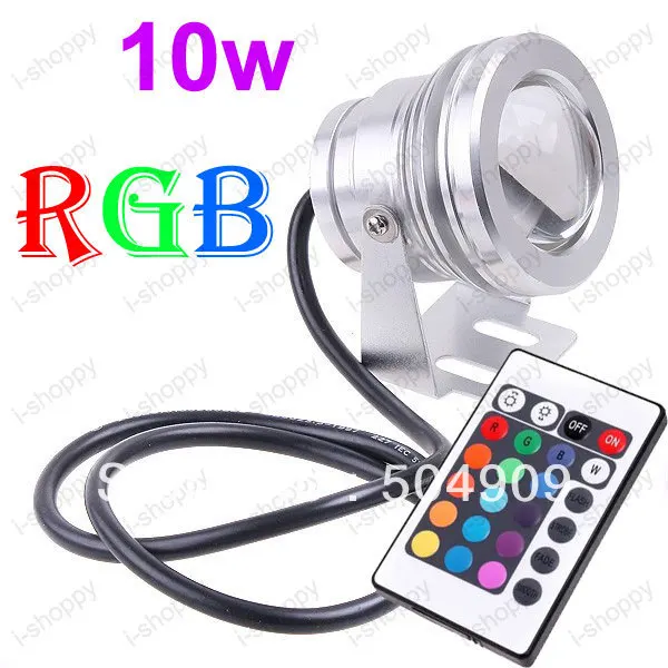 RGB Color Changing 10W LED Fountain Pool Pond Tank Spot Light Underwater Garden Wall Lamp Outdoor IP68 DC 12V + Remote Control