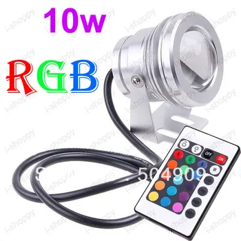 RGB Color Changing 10W LED Fountain Pool Pond Tank Spot Light Underwater Garden Wall Lamp Outdoor IP68 DC 12V + Remote Control ac12v 36w led underwater light 12 3w epistar rgb swimming pool light with remote control ip68 wall mounted fountain pond lamp