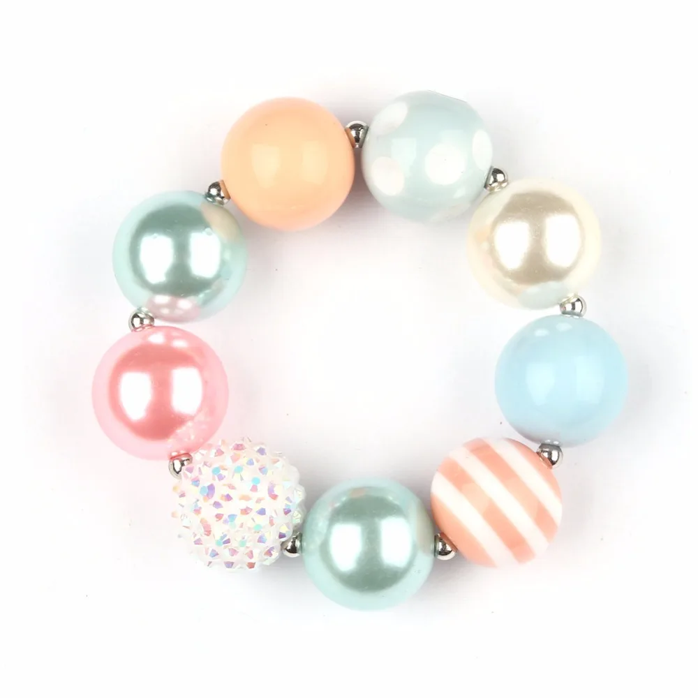 Candy Colors Baby Girl Chunky Bracelets Jewelry Kid Chunky Bracelets Bubblegum Bead For Children