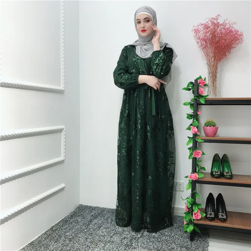 Sequin Vestidos Compridos abaya Kaftan Дубай Арабский хиджаб мусульманское платье кафтан ИД платья Рамадан Elbise Robe Femme Sukienki