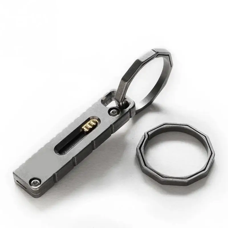 

1PC EDC portable gadget key ring hanging fast key chain 100% titanium alloy octagonal hanging buckle Keyring CNC CNC