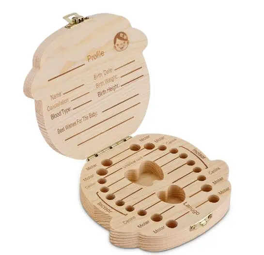 

Kids Baby Tooth Wooden Storage Box Organizer Milk Teeth Wood Storage Box for Boy Girl Save Teeth Umbilical Cord Lanugo SN-160