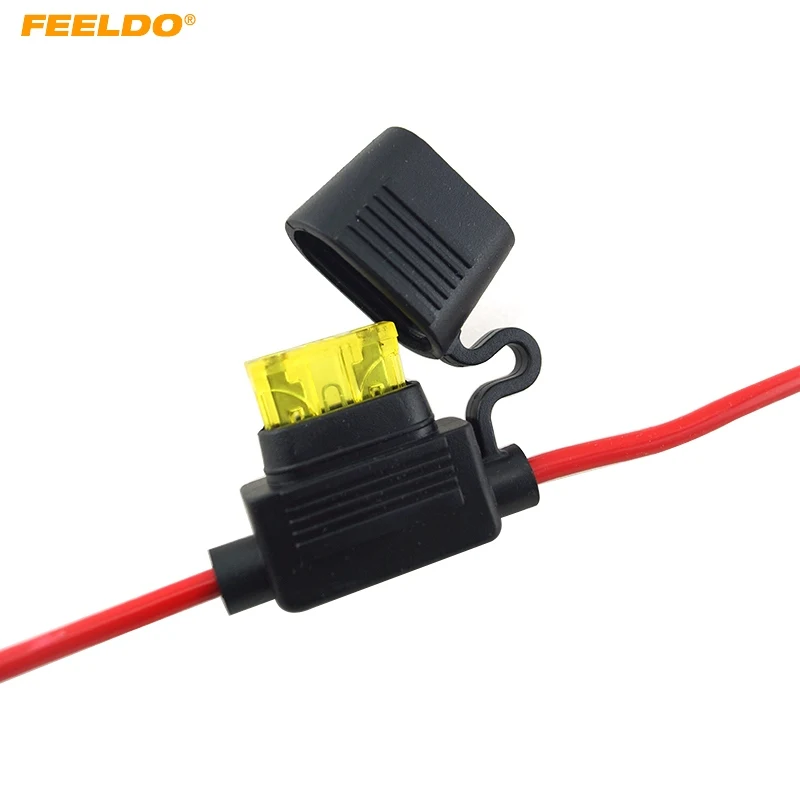 

FEELDO 1Pc Waterproof Car Auto 10/15/20/30A Amp In Line Blade Fuse Holder Fuses #AM5458
