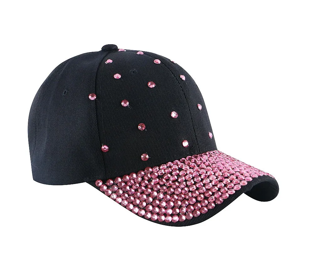 Для женщин шапка класса люкс индивидуальные дизайн jet фуксия Кристалл бусины красота изогнутые бейсболки для девочек женские брендовые