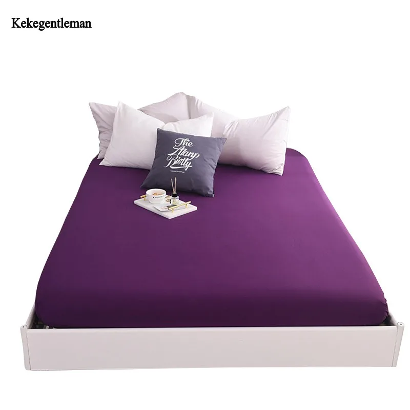 

Queen Size Bed Sheets with Elastic band Solid Fitted Sheet soft Polyester Mattress Cover 160x200cm&140x200cm
