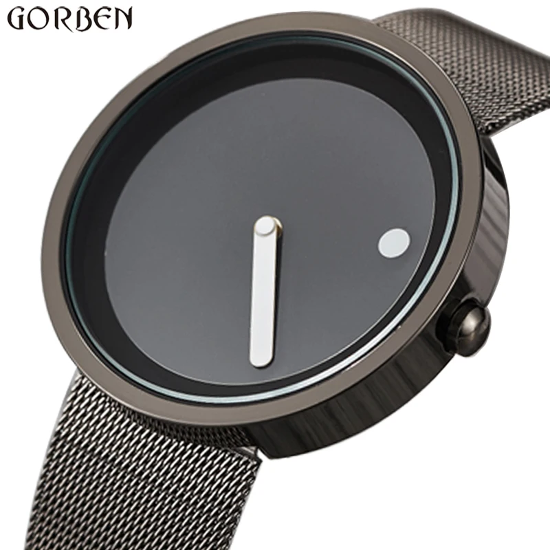

Creative Simple Dot Line Watch Men Unique Cool Man Steel Mesh Wrist Watch Simple Clock Fashion Quartz Watches relogio masculino