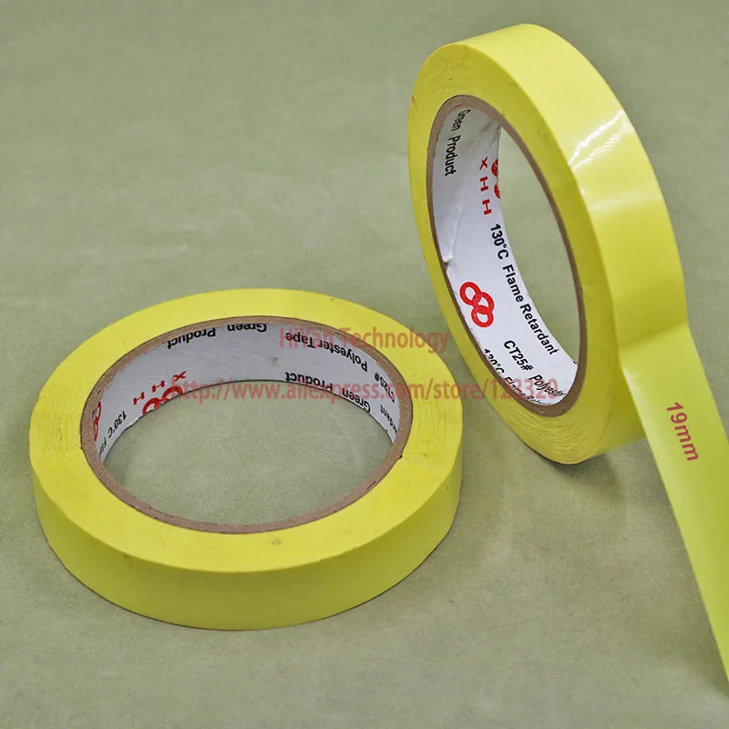 

2rolls/Lot 19MM Width 66 Meter Length PET Film Yellow Mylar Tape Adhesive Insulation Anti-Flame For Transformer Capacitor Motors