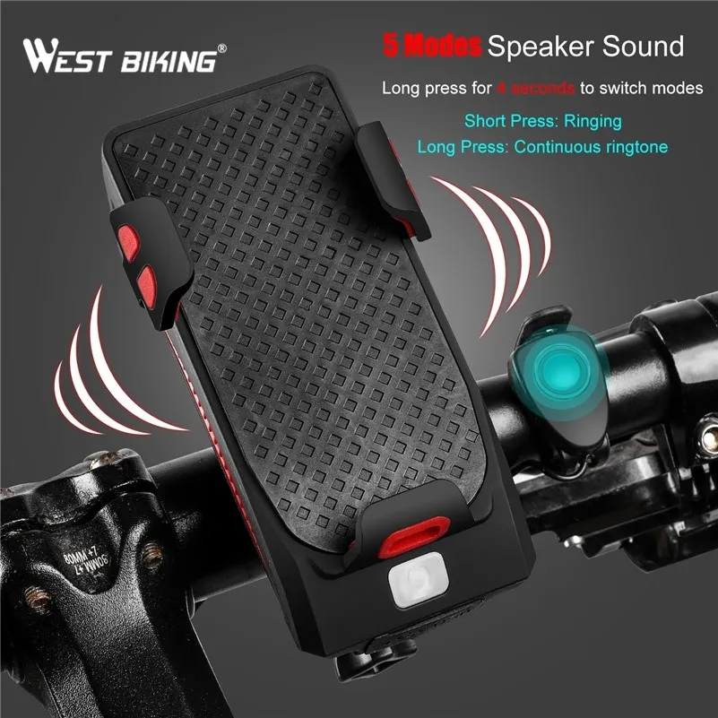 Perfect WEST BIKING Bike Light 2000mAh/4000mAh Battery Power Bank Phone Holder 130DB Speaker Bell 4 in 1 MTB Cycling Bicycle Lights 3 Perfect WEST BIKING Bike Light 2000mAh/4000mAh Battery Power Bank Phone Holder 130DB Speaker Bell 4 in 1 MTB Cycling Bicycle Lights 3