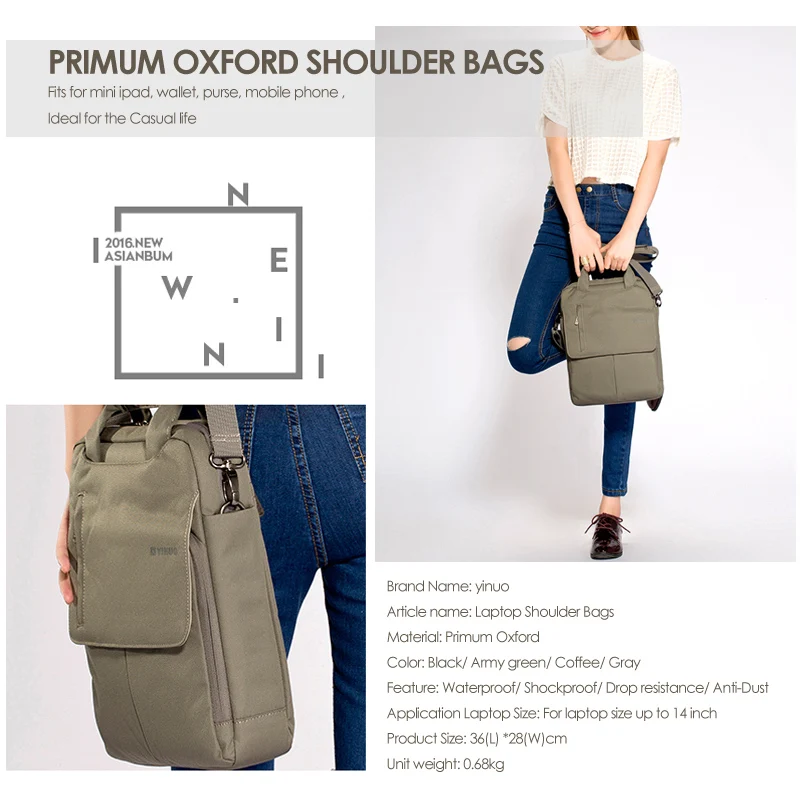 Waterproof Zipper Briefcase Handbag Sleeve Bag Cover Case for Macbook Air & PRO 13 inch & Universal Laptop Netbook 13-13.3 inch 