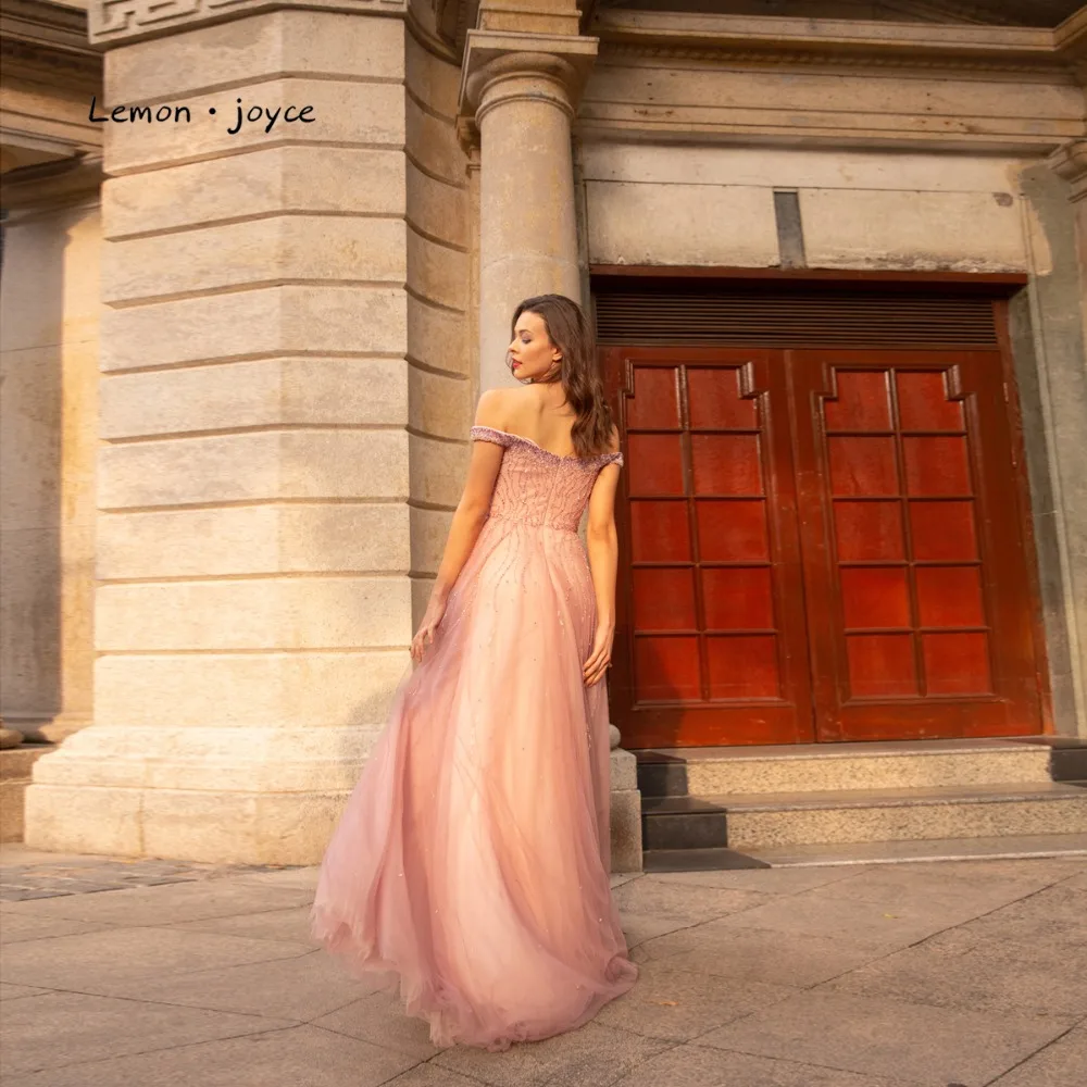 Розовые вечерние платья Lemon joyce длинные сексуальные с вырезом лодочкой без