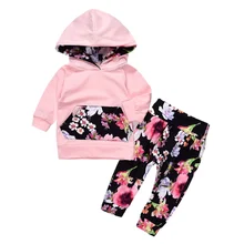 Осенняя одежда для маленьких девочек комплект хлопок спандекс с длинным рукавом с принтом, пальто+ длинные штаны милый ребенок, девушки, Комплект из 2 предметов J1