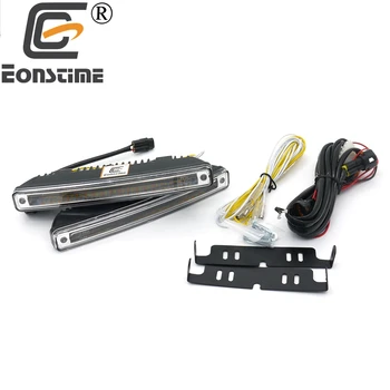

Eonstime 2pcs 18CM 9V-20V LED 36SMD White Amber DRL Lamp Vehicle Car Daytime Running Light Security Running turn signal light