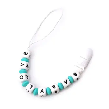

Beaded Alphabet Baby Pacifier Chain Silicone Nipple Clip Tooth Gel Anti-chain Shatter-resistant Chains Appease Infant Supplies