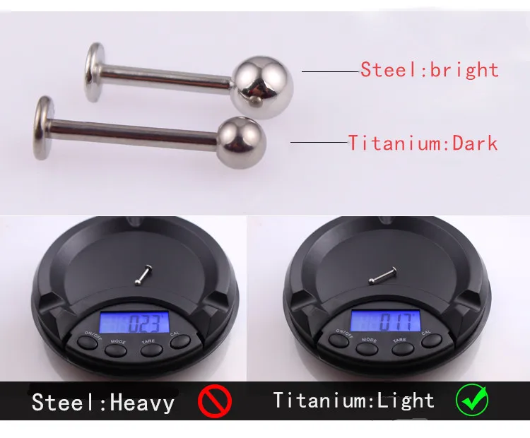 50pcs G23 Titanium Lip Stud Labrets Rings Ear Studs Tragus Body Piercing Jewelry Monroe Helix  Earrings wholesale 16G 14G