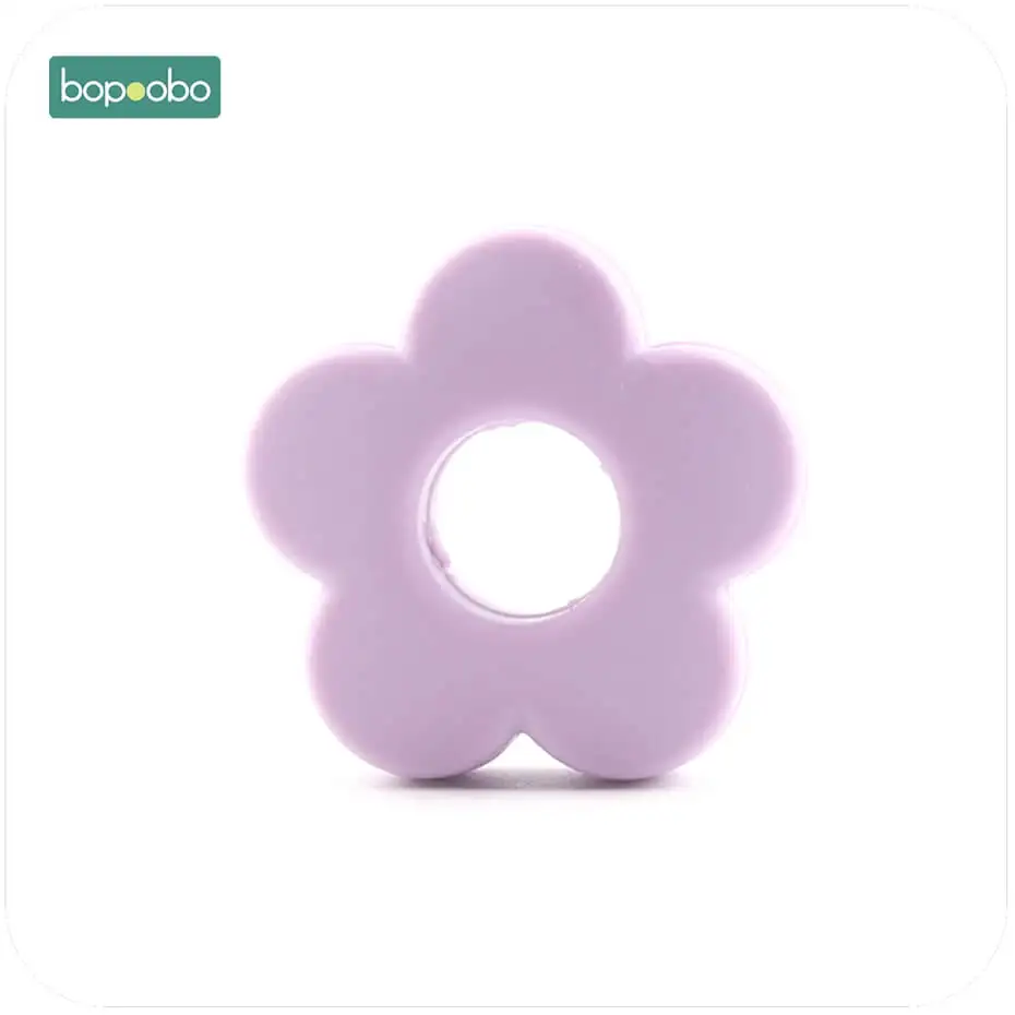 Bopoobo 10 шт силиконовые бусины в виде цветов, маленькие силиконовые цветы, 2,5 см, Прорезыватель для зубов, бисер «сделай сам», аксессуары для самостоятельного изготовления зубов - Цвет: light purple flower