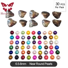 30 шт. Смешанные 10 видов цветов рядом Круглый akoya жемчуг устрицы, 6,5-8 мм один индивидуально упакованные жемчуг устрицы
