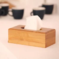 Fashion Bamboo Tissue Boxes Case Multifunction Pumping Paper Mapkin Tray Storage Box for Bathroom Kitchen Hall Living Room 2
