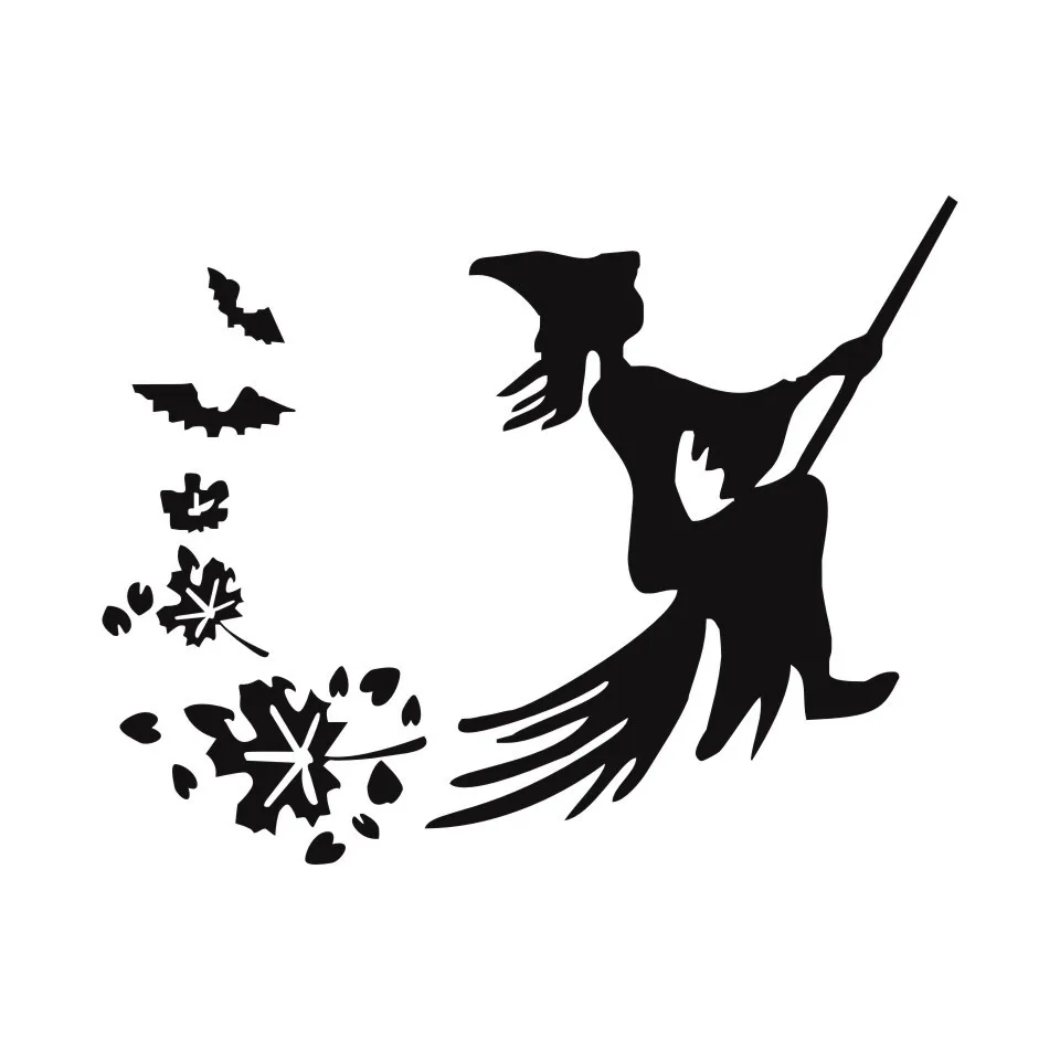 Cunymagos Witch Broom Fashion Car Sticker Motorcycle Vinyl Decal Black  Silver 16.7cm  15.4cm  (2)