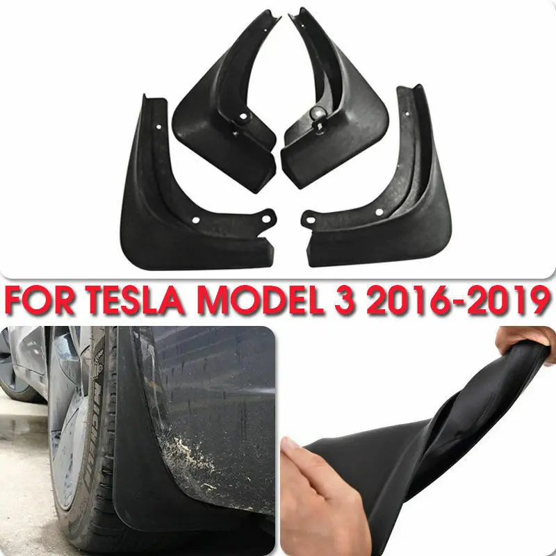 Автоаксессуары Автомобильные Брызговики брызговик крыло для Tesla модель 3+ крепежные винты Черный ABS Материал крылья