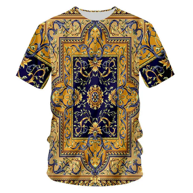 

Vintage T shirt Homme 3d Custom Tshirt Print Royal court Baroque floral T-shirt Unisex Summer Casual Plus Size 6XL 7XL Tee Shirt