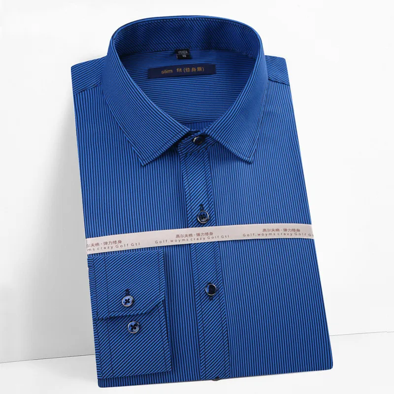 Весенняя Новинка, хорошая Хлопковая мужская Повседневная рубашка в полоску, тонкая рубашка с квадратным воротником и длинным рукавом, нежелезная Мужская одежда, QC086