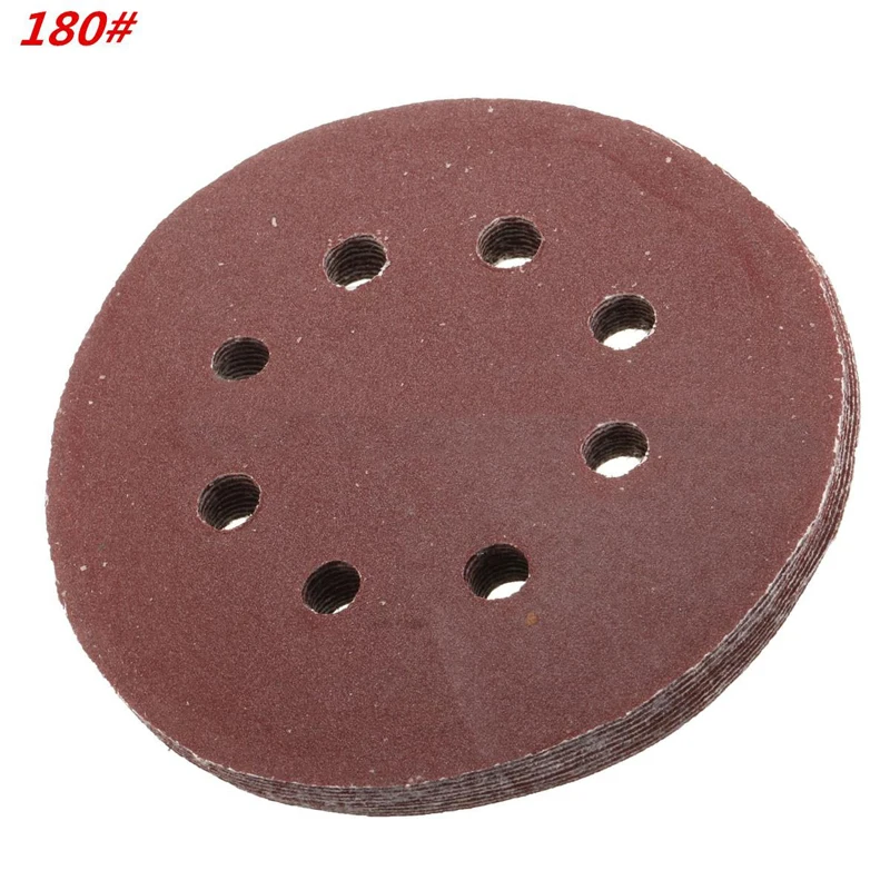 10pcs 125mm 5" Hook Loop Sanding Discs 8 Hole Sandpaper Pads Set 60Grit-2000Grit Sander Disc Abrasive Polishing Tools