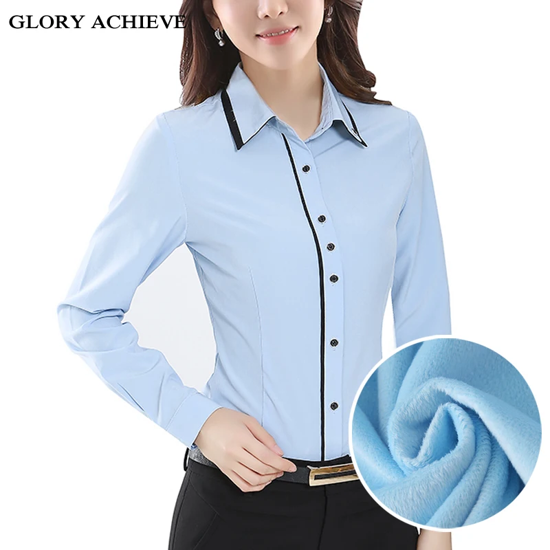 Бархатная плотная женская блузка зимняя теплая Женская Офисная рубашка блузки женские рубашки топы