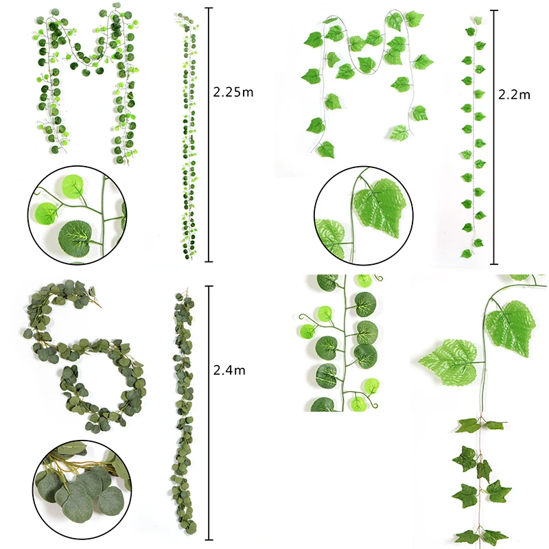 

2m Artificial Sea otter Grape Ivy Vine Leaf Fake Sweet Potato Foliage Garland Plant Home Wedding Decor Hanging Garland Decor