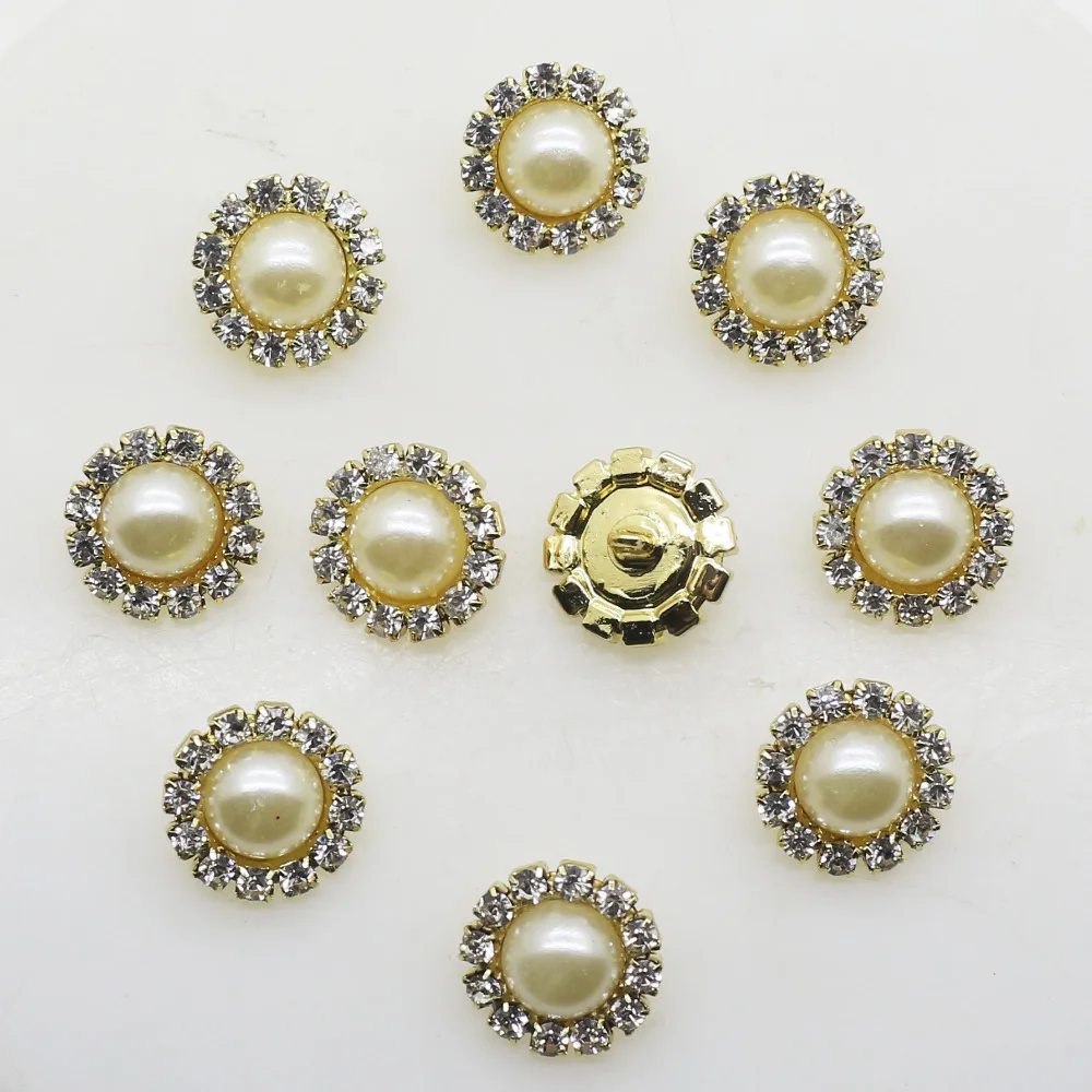 Buy NEW 10pcs/lot 16mm Gold Shank Diamond Buttons