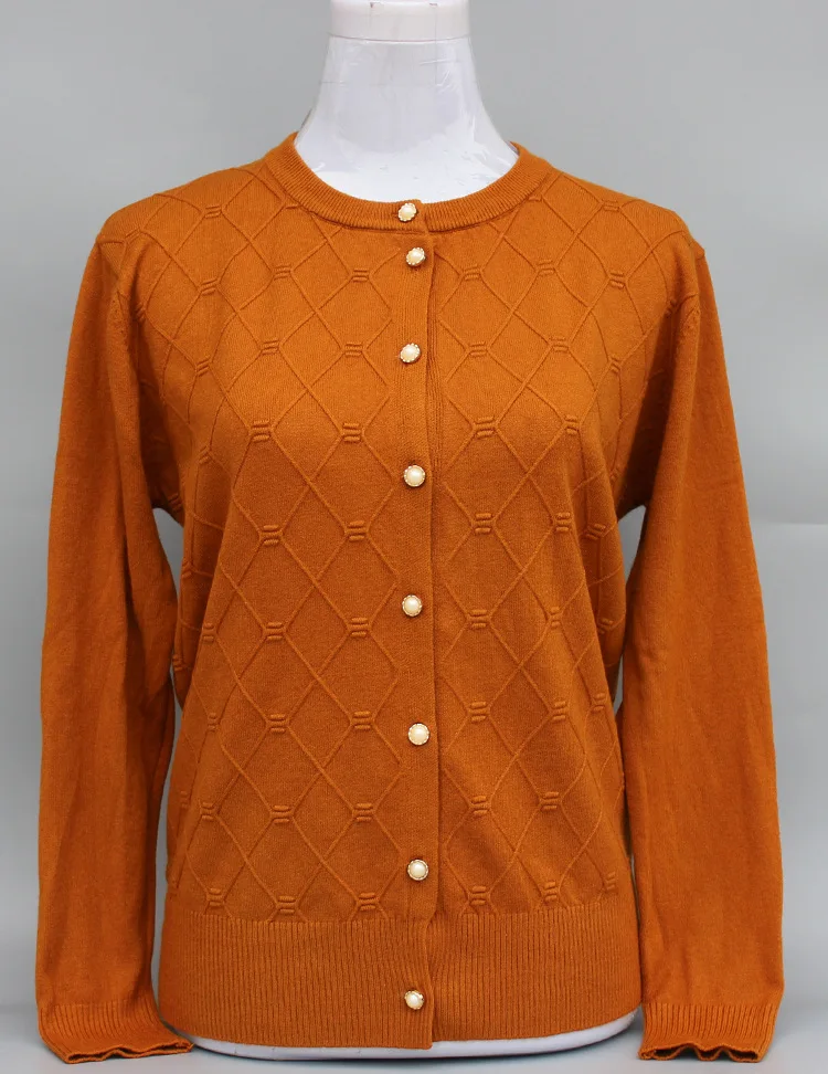 Женский осенний Кардиган среднего возраста, свитер на одной пуговице, Повседневная вязаная куртка для 60-80 лет, пальто T262