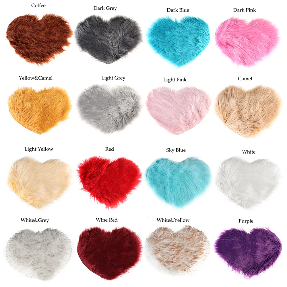 Шерсть имитация ковры из овчины искусственный мех нескользящие для спальни, ворсистый ковер украшение дома гостиная в форме сердца коврики