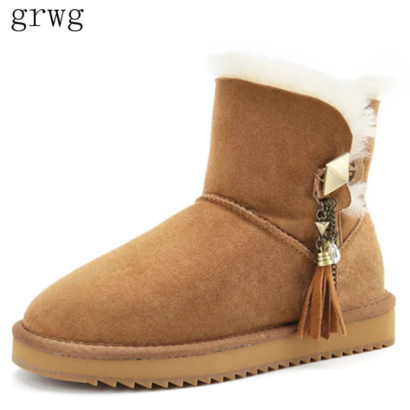 

Women Shoes Bow knot Nature Fur Wool Real Sheepskin Leather Classic Snow Boots Genuine Sheepskin Women Boots
