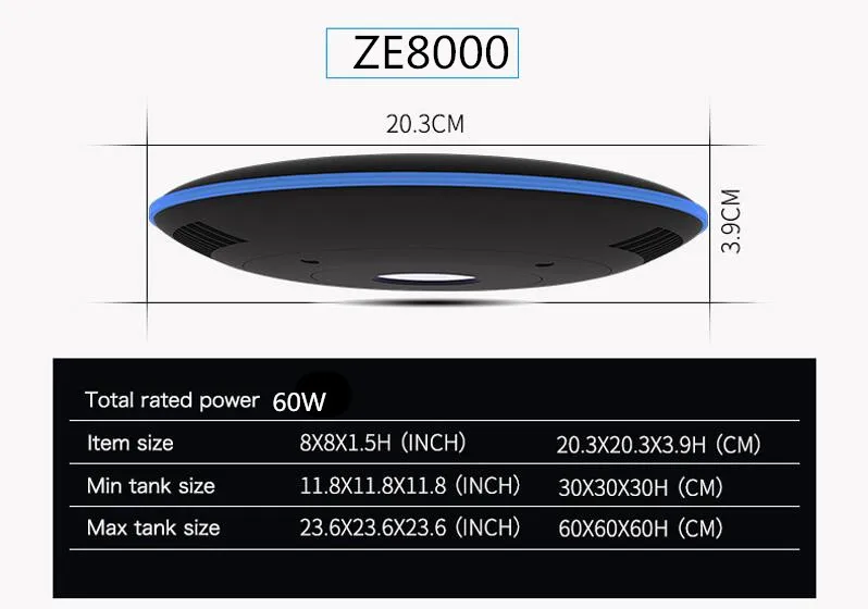 Zetlight UFO ZE8000 ZE8200 ZE8300 Коралловая аквариумная лампа SPS LPS для морской воды, Коралловая лампа, приложение для управления смартфоном, Wi-Fi, лампа для аквариума - Цвет: ZE8000