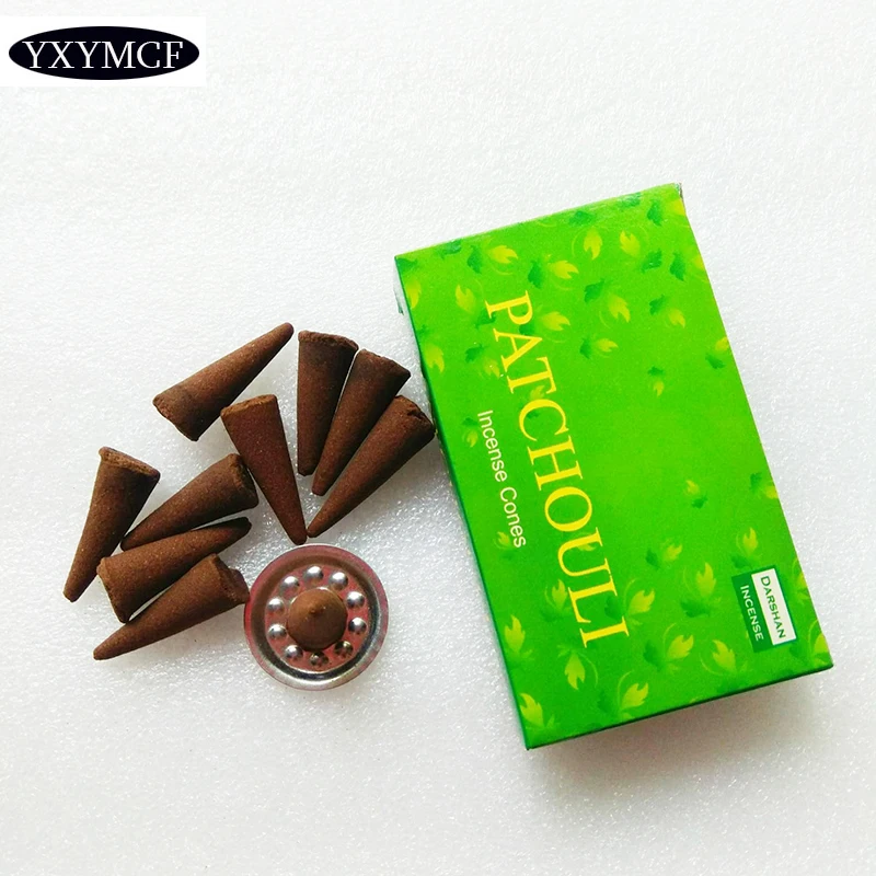 

Patchouli India Incense Cones Handmade Tower Incenses with Metal Incense Holder 10pcs/box for Incense Burner Buddhist Ornaments