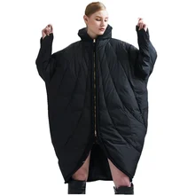 Зимняя новая Брендовая женская плотная накидка пуховик белый утиный пух свободный большой размер женский модный пуховик EF1122