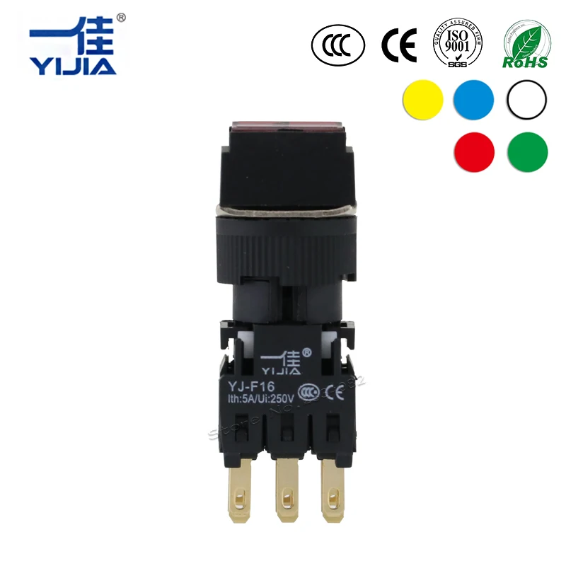 Silver contact 16mm Momentary square Push Button Switch Self Reset no