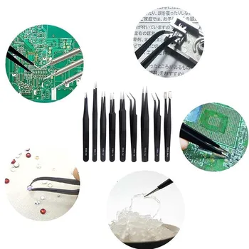

9Pcs ESD Stainless Steel Tweezers Set Repair Tool Kit Anti Static for Electronics Phone Repairing SDF-SHIP